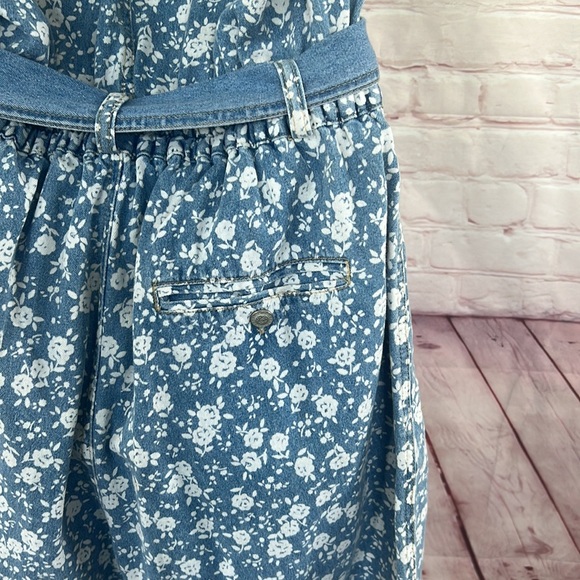 90’s Vintage Gloria Vanderbilt SIGNATURE LABEL denim floral romper SZ medium - Picture 9 of 11